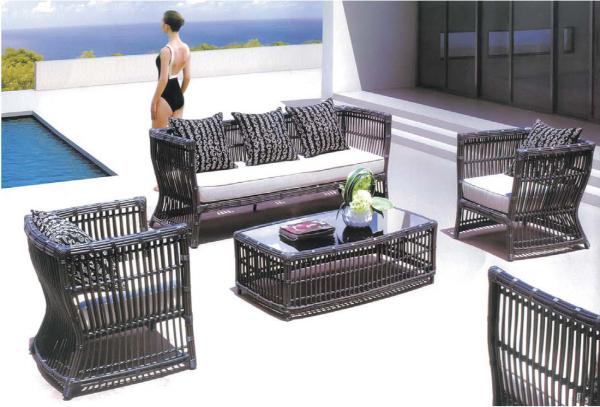 Cheap YLX-RN-005 Rattan Sofa Chair and Table sets on Swim Pool for sale
