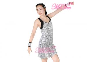 China Camisole Full Silver Sequined A-line Latin Dress Dance Costume Women on sale