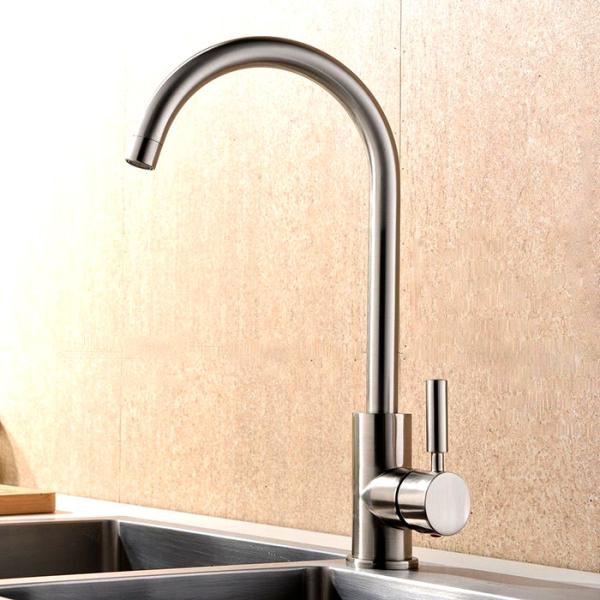 Cheap Durable Single Handle Kitchen Faucet Brushed Plated Finishing Simple Style for sale