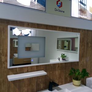 China Stone Frame Backlit Bathroom Mirror Durable Illuminated Vanity Mirror on sale