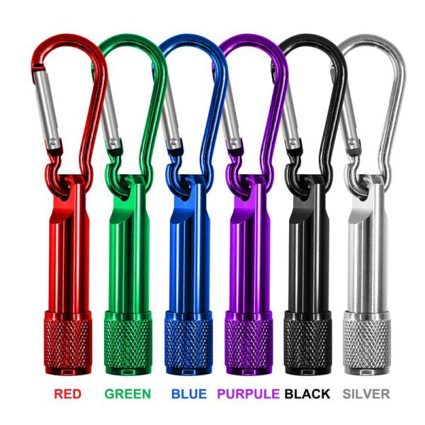 Cheap Carabiner LED Emergency Flashlight 1 Mode Metal Material Cell Botton Battery Type for sale
