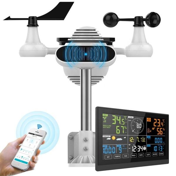 Cheap High Temperature Monitoring 7 in 1 Wifi Tuya Weather Station with UVI Light Intensity for sale