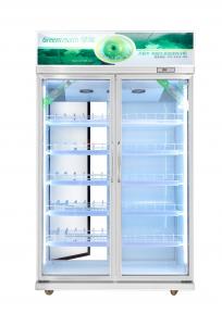 China Two Door Vertical Commercial Beverage Display Cooler With Fan Cooling on sale