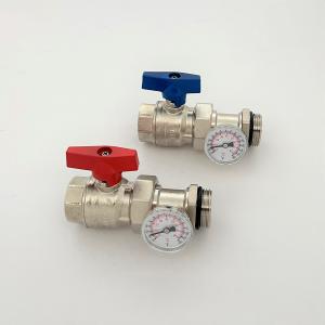 China Manifold Ball Valve With Temperature Gauge , 1'' Ball Valves Pair and Temperature Gauge for Radiant Heating on sale