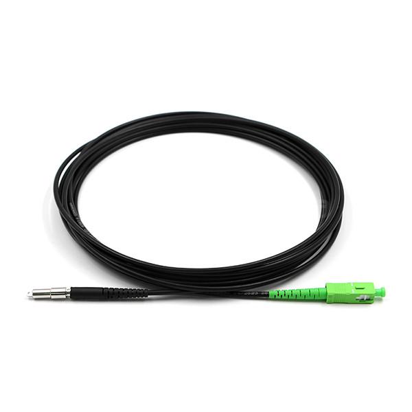 Cheap SC APC Pushable to SC APC Fiber Optic Patch Cable Simplex Single Mode OS2 PE 3.0mm Black for sale