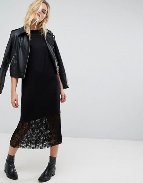 Cheap Newest Design Women Dress with Pleat  Lace Hem for sale