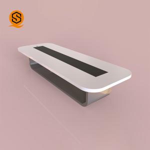 China White Gloss Solid Surface Conference Table Office Furniture Scratch Resistance on sale