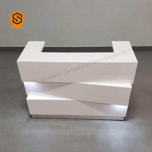 Cheap Modern Artificial Stone Salon Reception Counter Light Up Reception Desk for sale
