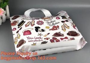 China custom design biodegradable soft loop handle plastic bag,Fashion colored soft loop bag die cut bag for clothes, shopping on sale