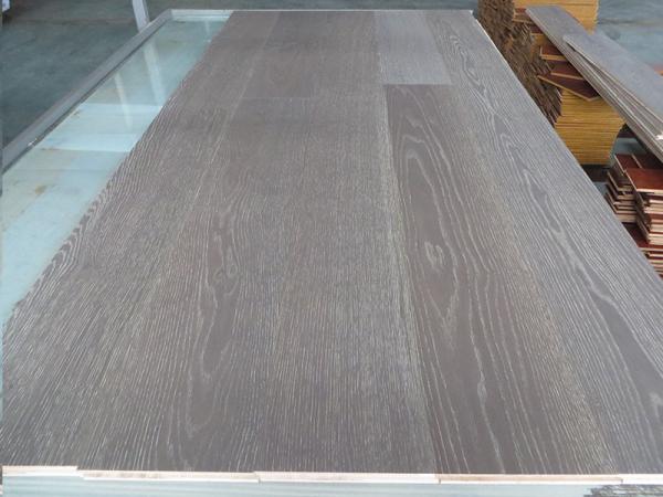 Cheap smoked and gray stained European Oak Engineered Wood Flooring with square edge for sale