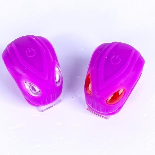 Cheap 2xcr2032 Battery Powered Silicone LED Bike Lights Warning Function for sale