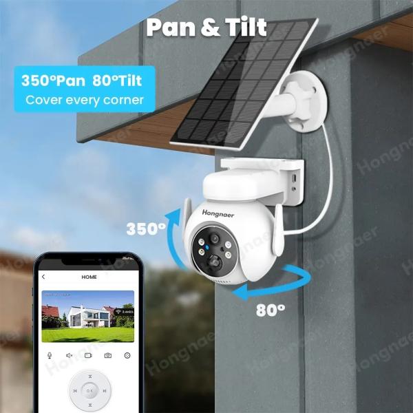 Cheap 4MP HD Solar Powered Home Security Camera Color Night Vision Wifi Solar CCTV Camera Google Assistant for sale