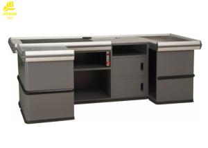Dark Gray Checkout Counter With Conveyor Belt For Hypermarket Q235 Steel Material