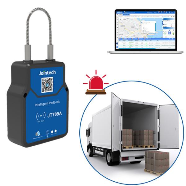 Cheap Jointech Small Smart GPS Seal Lock With Rope Cutting Alarm Real Time Tracking for sale