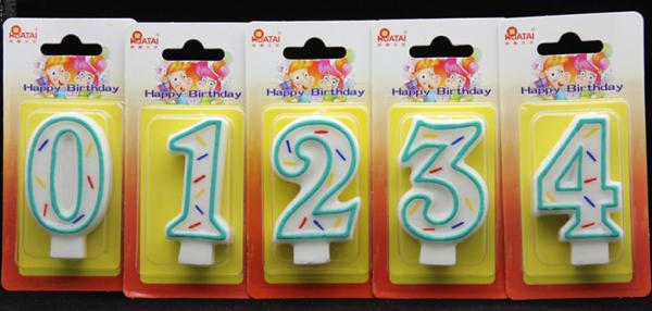 Cheap Best Selling-Factory Handmade number candle with the Green Edge AND 3 colors line painted for sale