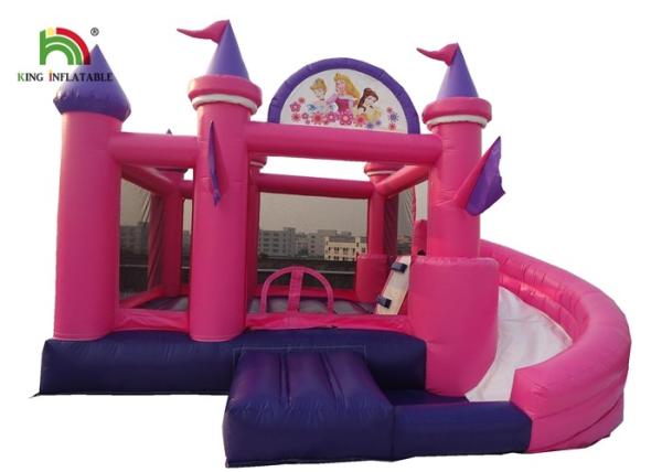 Cheap 6m Inflatable Jumping Castle Large Multiplay Bouncy With Curve Slide for sale