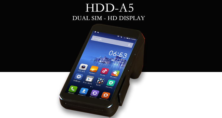 Portable Handheld POS System with Dual Sim Cards and MTK 6580 Quad-Core Cortex A7 CPU
