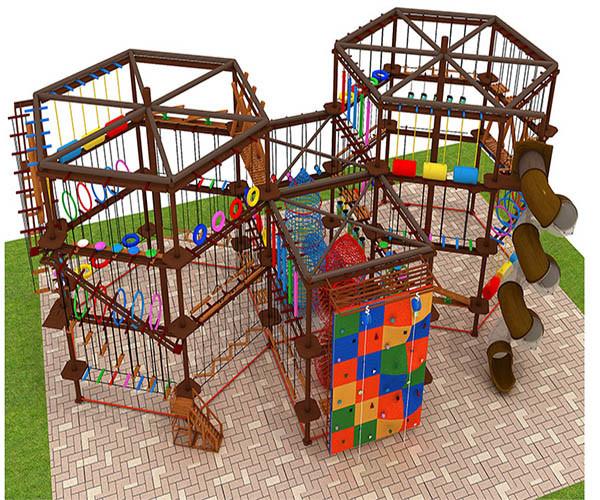Cheap Karabiner Adventure Rope Course , High Ropes Training Course Multipurpose for sale