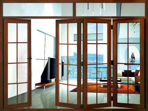 UPVC PVC Foldable Sliding Glass Doors 3 Panel Bi Fold Doors Electrophoresis Coating