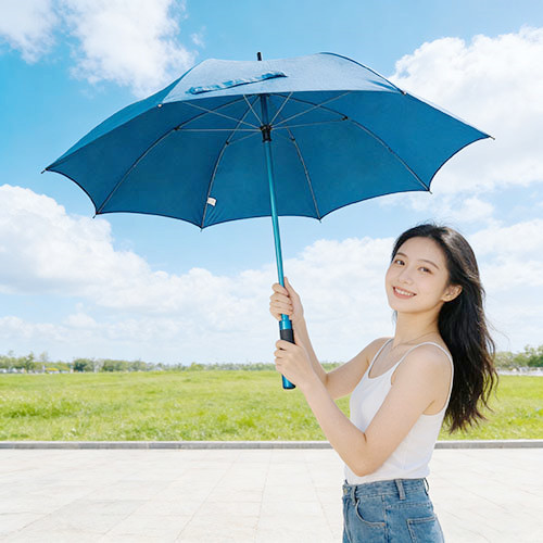 Cheap RPET Ultra Light Long Handle Walking Umbrellas Manual Open Windproof Rain Umbrella for sale
