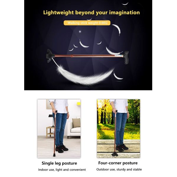 High Quality Convenient Folding Aluminum Walking Stick Multifunctional Walking Stick for Elderly and Adults