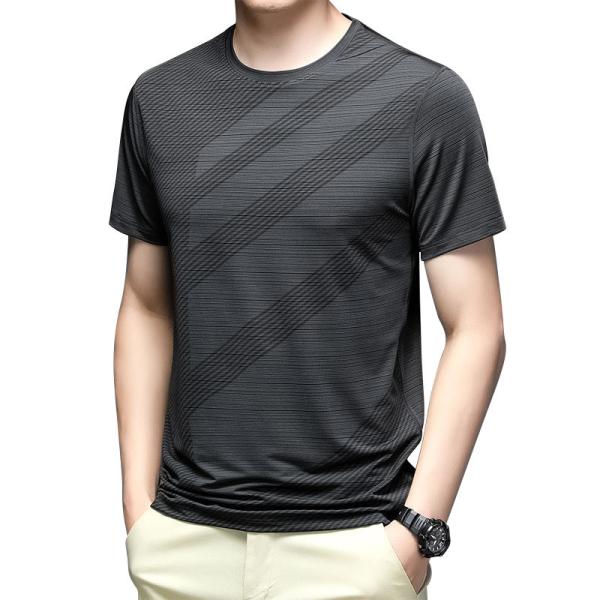 Cheap Summer Thin Casual Breathable Sports Loose Ice Silk Short Sleeve T Shirt  Men for sale
