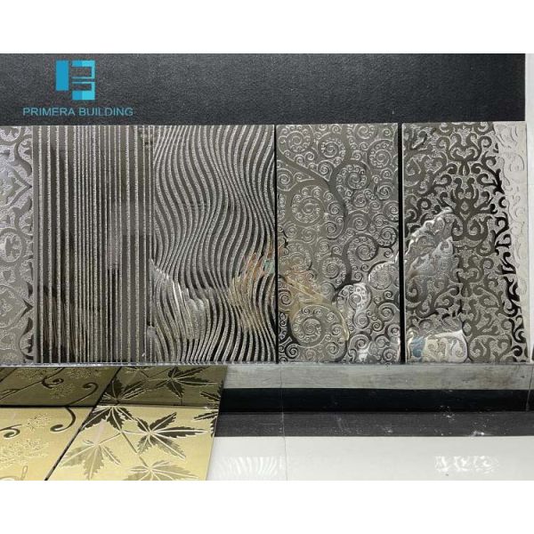 300x600mm 3D Ceramic Wall Tile Polished Glazed with Gold Line