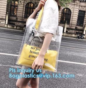 Best Reusable PVC Soft Loop Handle Bags, long handle clear pvc bedding yellow pvc blanket bag, transparent PVC handle plastic wholesale