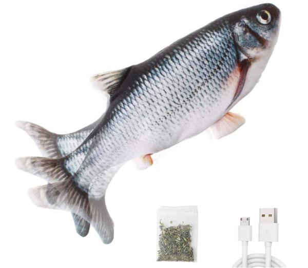 Cheap Amazon electric simulation moving fish cat toy with catnip USB charging flappy fish toy cat interactive toy for sale