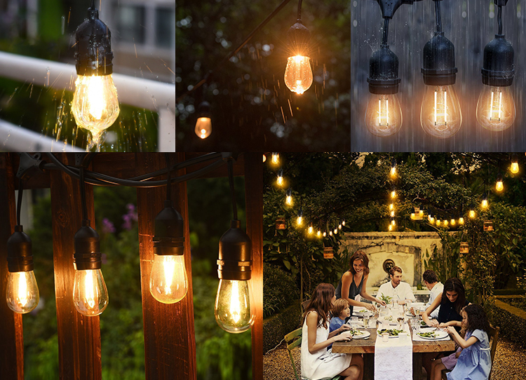 Well Designed Power Cord Operated Backyard String Lights For Customized Color