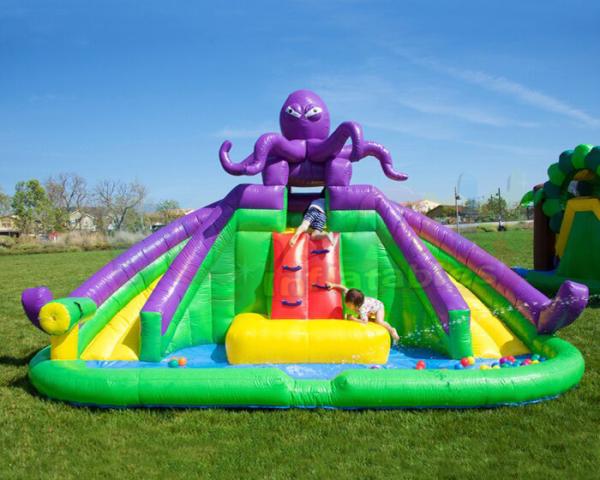 Cheap Octopus Jumping Bouncer Inflatable Bounce House With Water Slides for sale