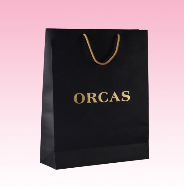 Cheap custom black paper merchandise bags printing wholesale manufacturer for sale