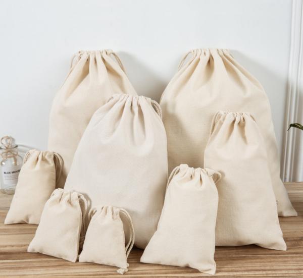 Cheap Soft Canvas Gift Packaging Pull String Bag With Custom Printed Logo for sale