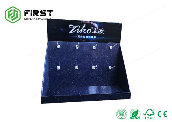 Cheap Custom Made Full Color Printed POP Advertising Cardboard Counter Display Stand With Hooks for sale