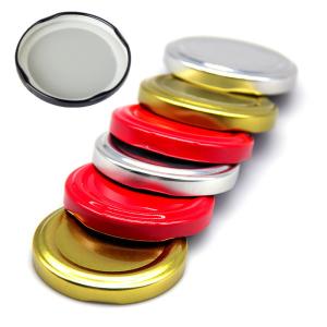 China Twist Off Printed Tinplate Metal 38mm Lug Cap Closure for Glass Jar on sale