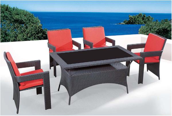 Cheap YLX-RN-041 Rattan Dining Chair and Rattan Table with Glass for sale