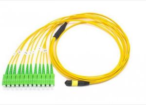 12 Fibers MPO Sc Apc Patch Cord , Breakout Yellow Fiber Optic Cord For Storage Area Network