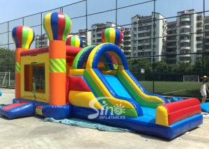 China 4in1 Rainbow Commercial Kids Inflatable Bounce castle with Slide N basket hoop inside on sale