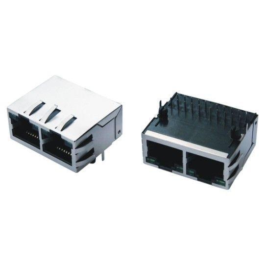 Cheap Double Port Rj45 Shielded Cat5e Connectors For USB Hub / Network Switch for sale