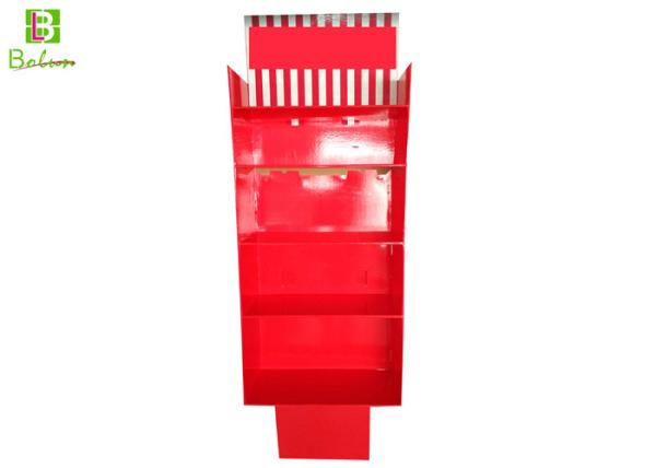 Cheap Red Retail Store Display Fixtures  , Custom Cardboard Display Stands Upsidedown Structure for sale