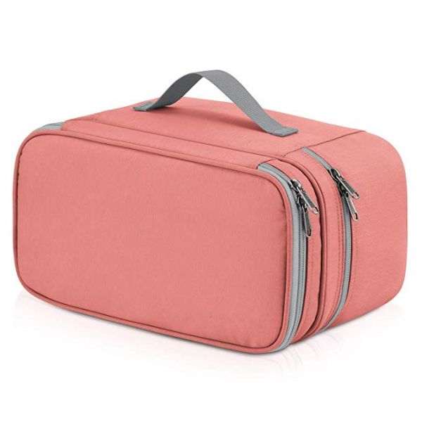 Multi Function Travel Bra Organizer , Lingerie Storage Bags Coral Color