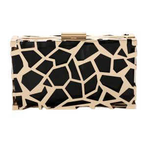 Geometric Pattern Gold Hollow Out Purse Frame With Plastic Box