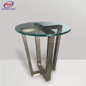Best Round Tempered Glass Top Table Stainless Steel Legs For Bedroom Living Room wholesale