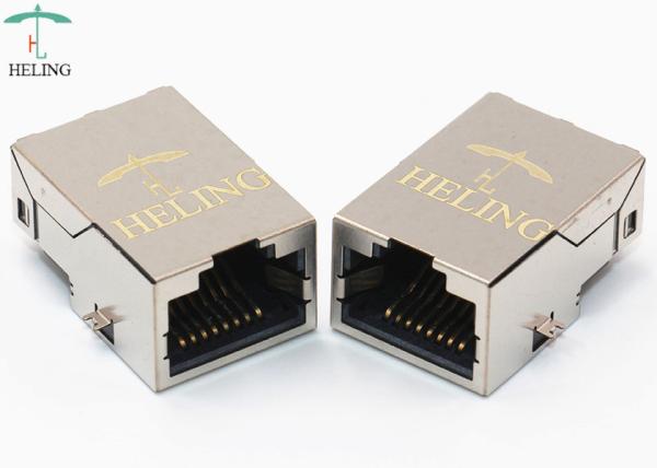 Cheap Integrated Transformer RJ45 100Base T , Offset / Overhangs PCB RJ45 Plug for sale