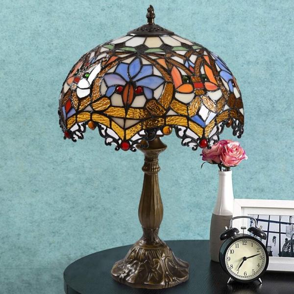 Cheap 30cm 40cm Handmade Moon Shape Stained Glass Lamp Table Reading Light Luxury Glass Table Lamp for sale