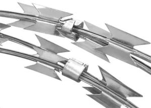 China BTO 22 Hot Dipped Galvanized Military Spiral Concertina Razor Coil Barbed Wire Age Resistance on sale