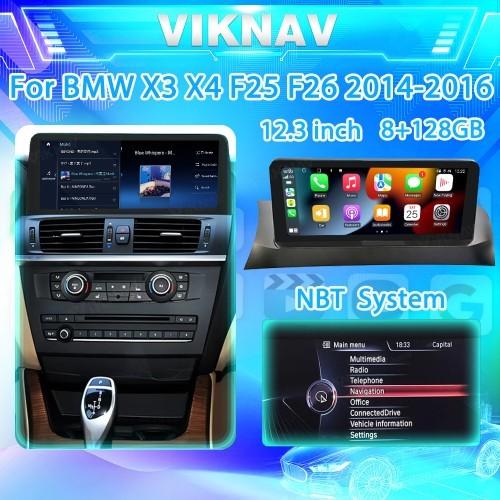Cheap Viknav 12.3 inch Car Radio For BMW X3 X4 F25 F26 2014 15 16 NBT System Wireless Multimedia Player GPS Navigation Android for sale