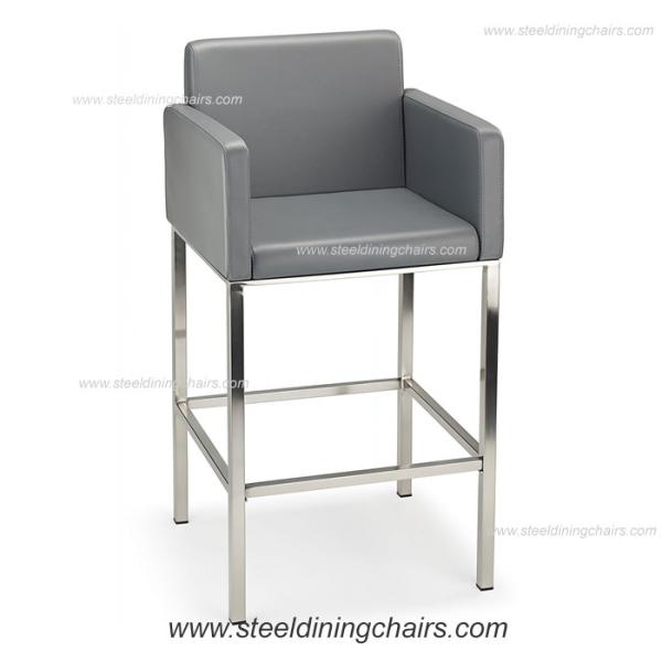 Cheap Fixed Counter 98CM 52CM metal Grey Faux Leather Bar Stools for sale