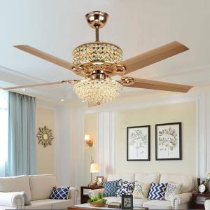 China Modern Crystal Ceiling Fan With Light And Remote , 3 Light Ceiling Fan Remote Control on sale