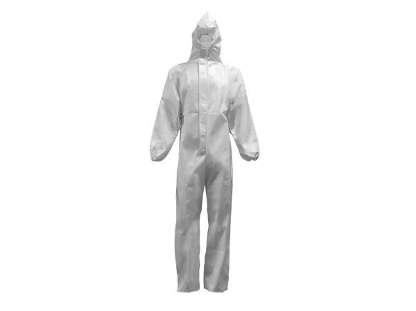 Cheap Unisex PP+PE 50GSM Waterproof Anti-Static Disposable Protective Gown With Elastic Bands On Cuffs & Ankles & Head for sale